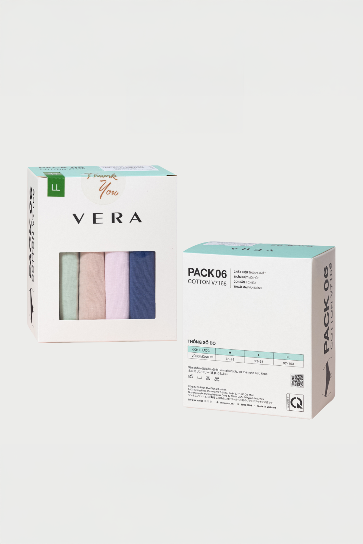 Quần lót nữ Pack Love VERA cotton - 7166/8397 (cạp thấp) (Pack 6 - SS 2024)