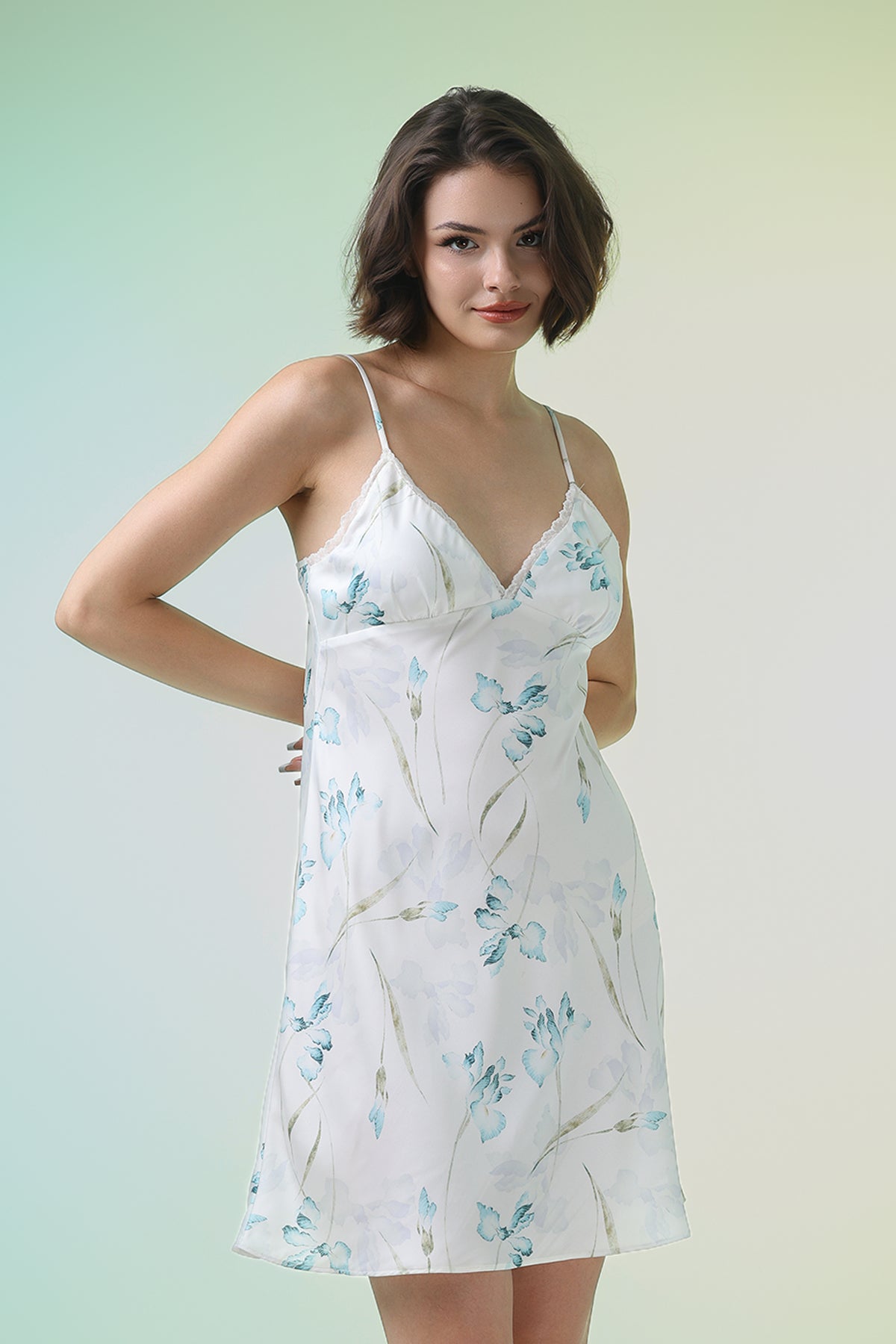 Đầm ngắn nữ Vera latin in phối ren - V0739