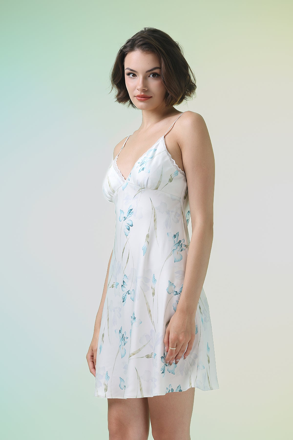 Đầm ngắn nữ Vera latin in phối ren - V0739