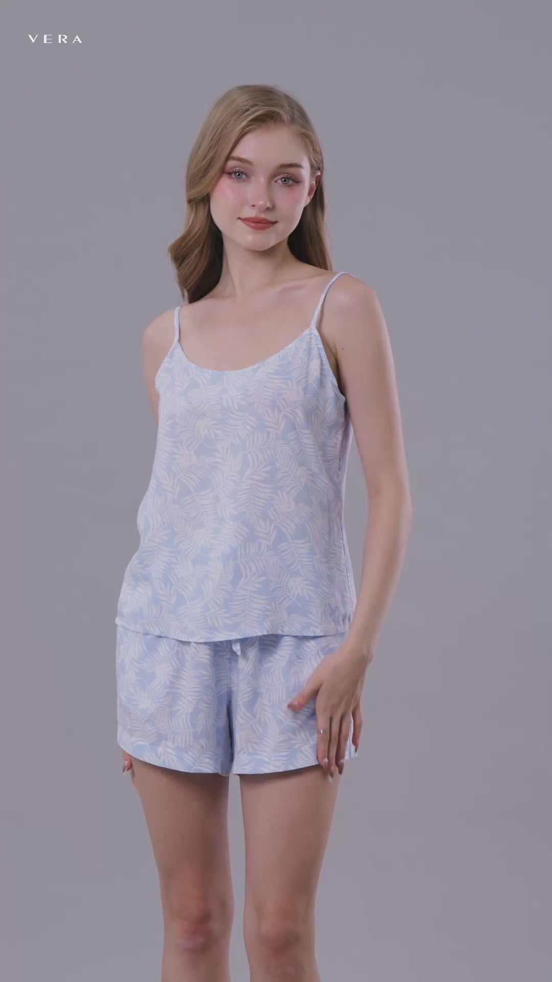 Bộ short nữ Vera rayon slub in hay dây - V0635