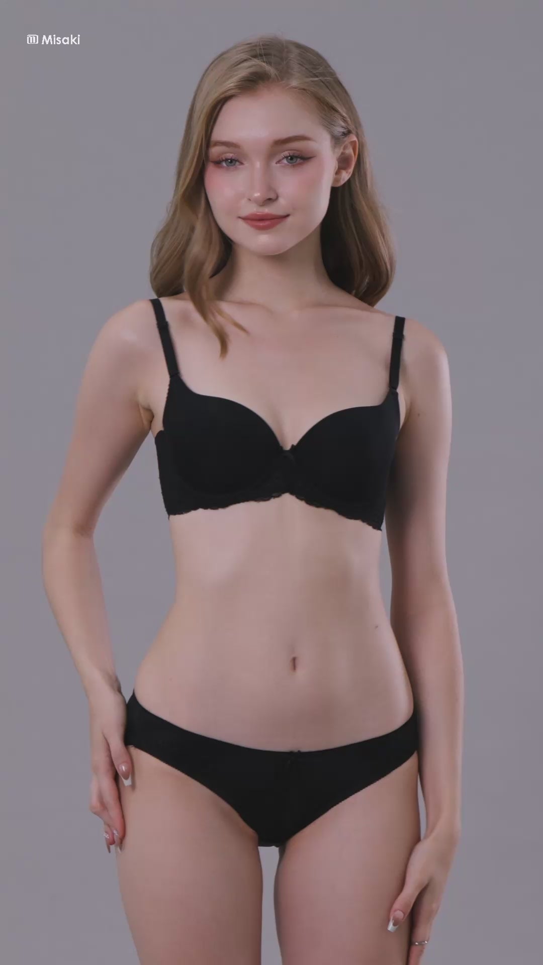 Misaki full cup bra, middle-aged, thin foam, U-band, plain basic shape -M1005